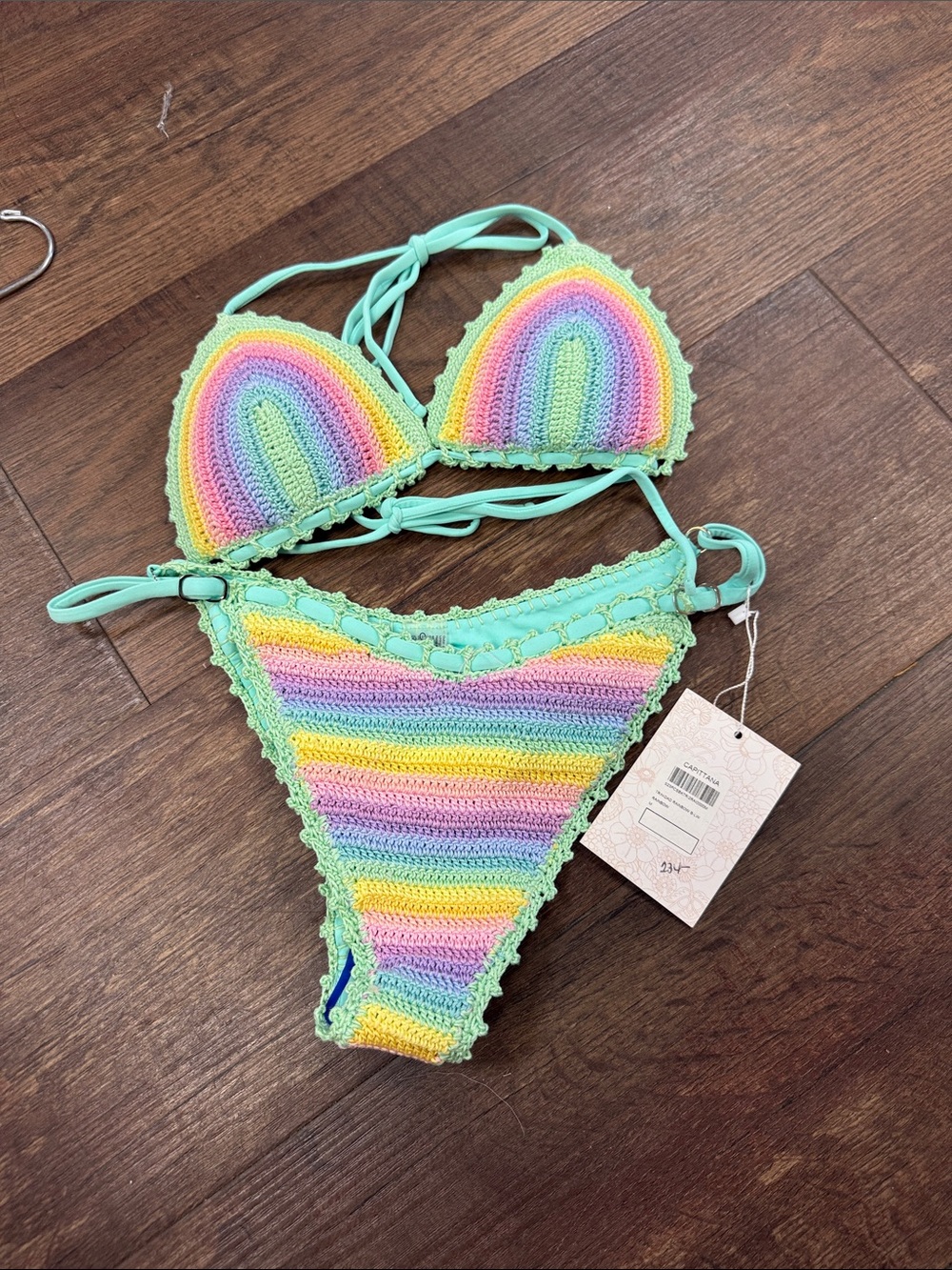 Pastel Rainbow Crochet Bikini - Women Swim